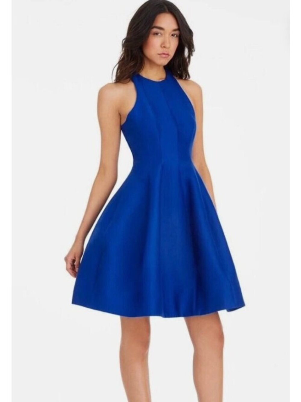 HALSTON Heritage women's size 14 colbalt blue fit and flare dress sleeveless